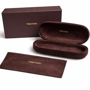 Tom Ford Glasses Case Velvet Brown Hard Shell with Box and Cleaning Cloth